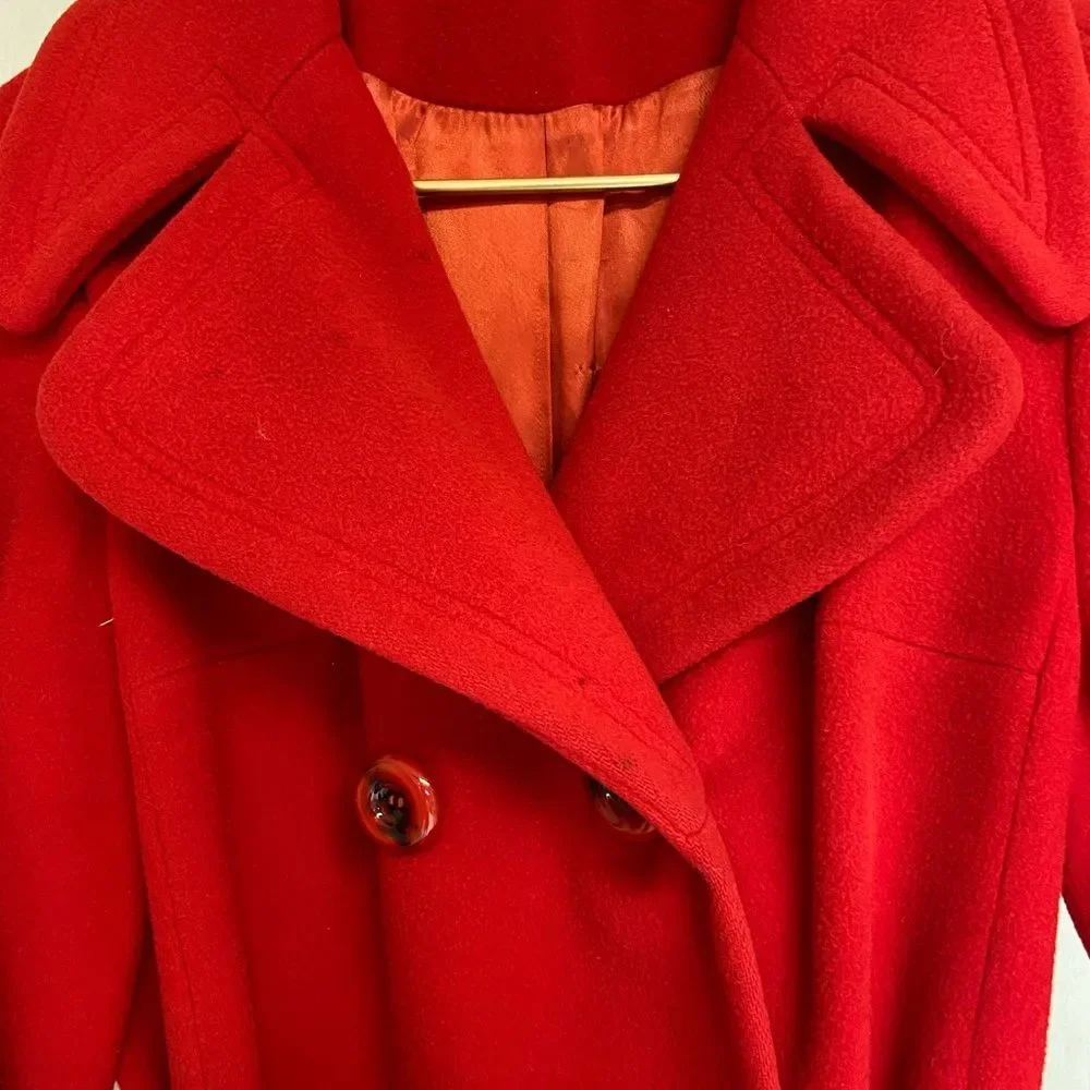 Vintage 70s Rosewin red peacoat size S/M